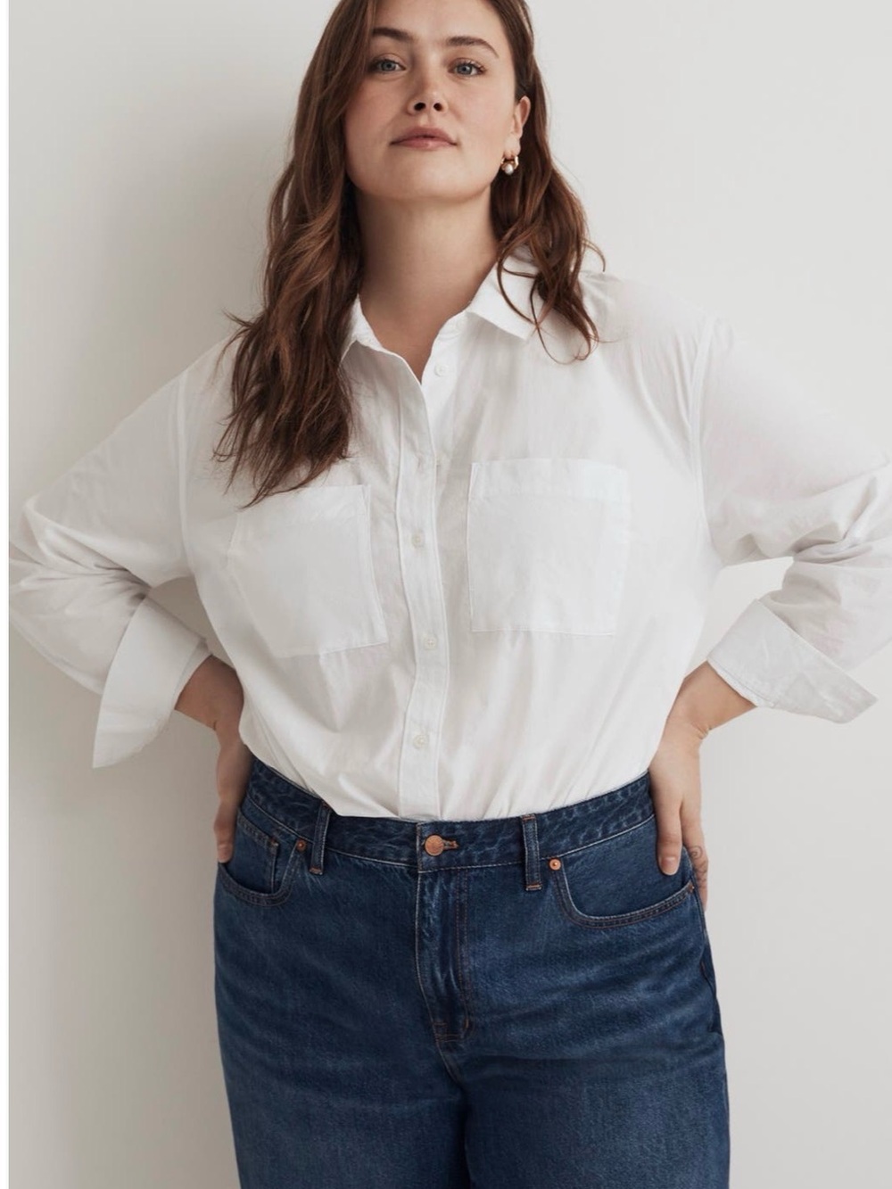 NEW…Madewell Signature Poplin White Button-Front Shirt